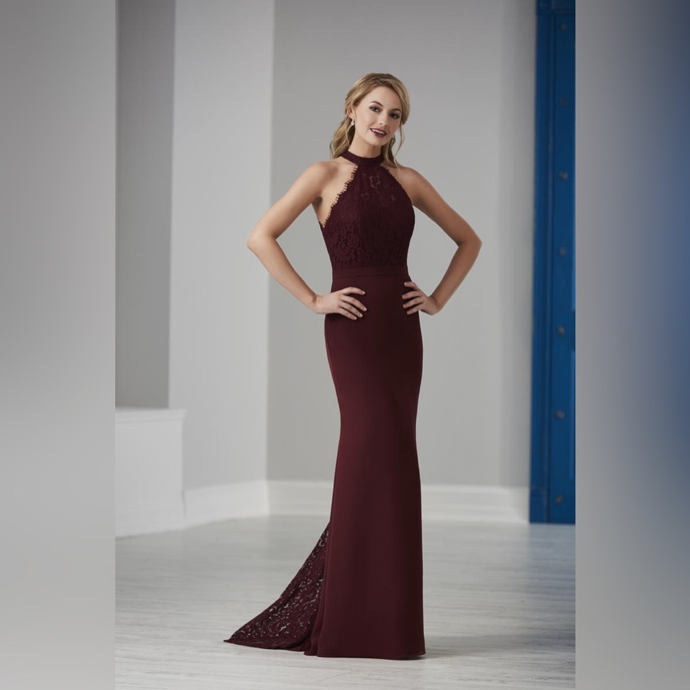 Christina Wu burgundy lace and chiffon formal dress nwot